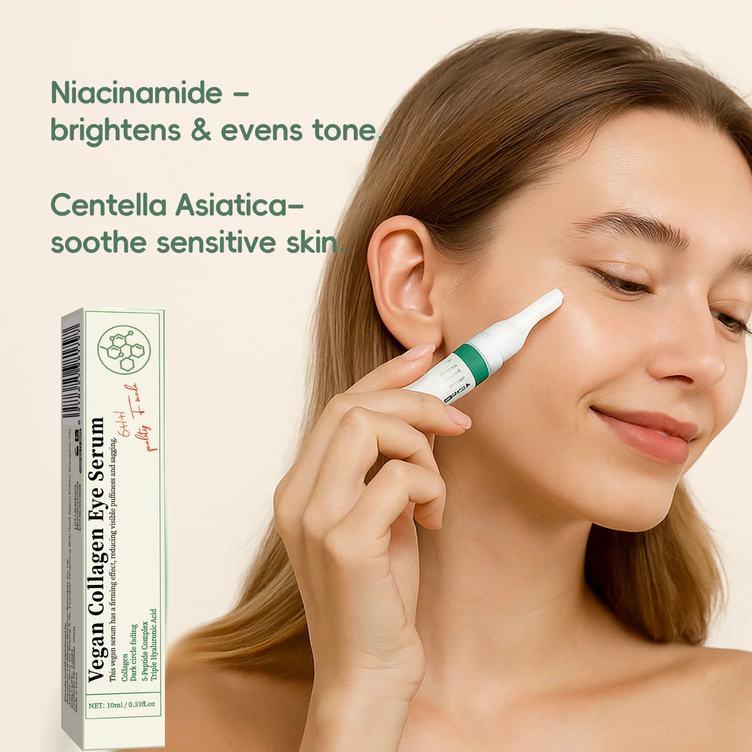 Sérum Vegano para Ojos con Colágeno, Péptidos y Ácido Hialurónico – 10 ml