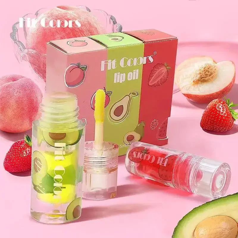 Brillos de Labios – 3 Colores Hidratantes con Aroma a Frutas (Aguacate, Fresa, Durazno)