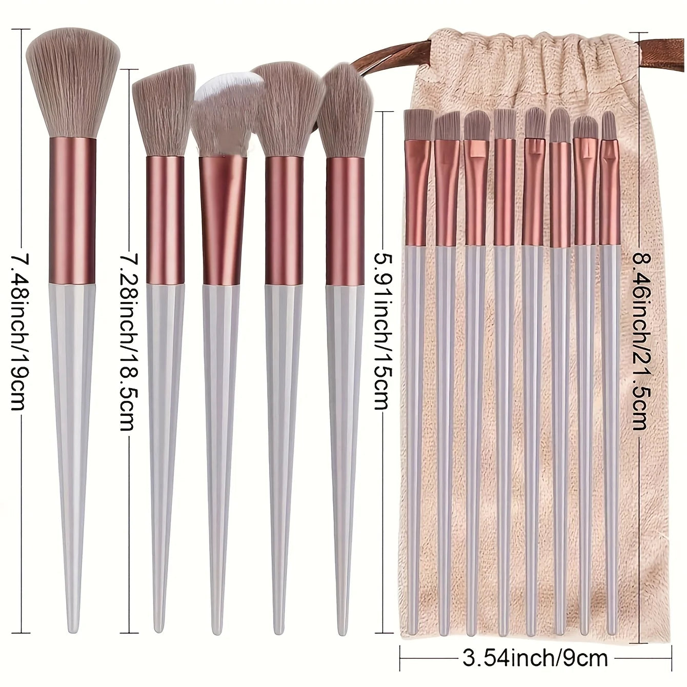 Set Profesional de Brochas de Maquillaje  – 13 Piezas, Cerdas Híbridas, Estuche Rosa Dorado