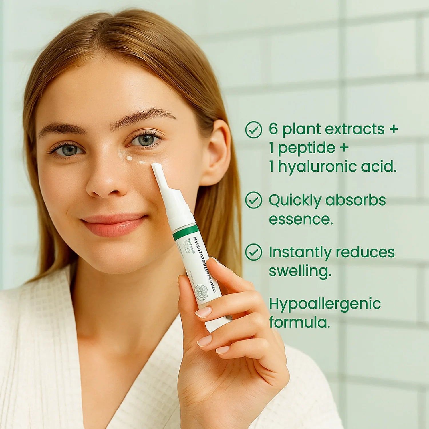 Sérum Vegano para Ojos con Colágeno, Péptidos y Ácido Hialurónico – 10 ml