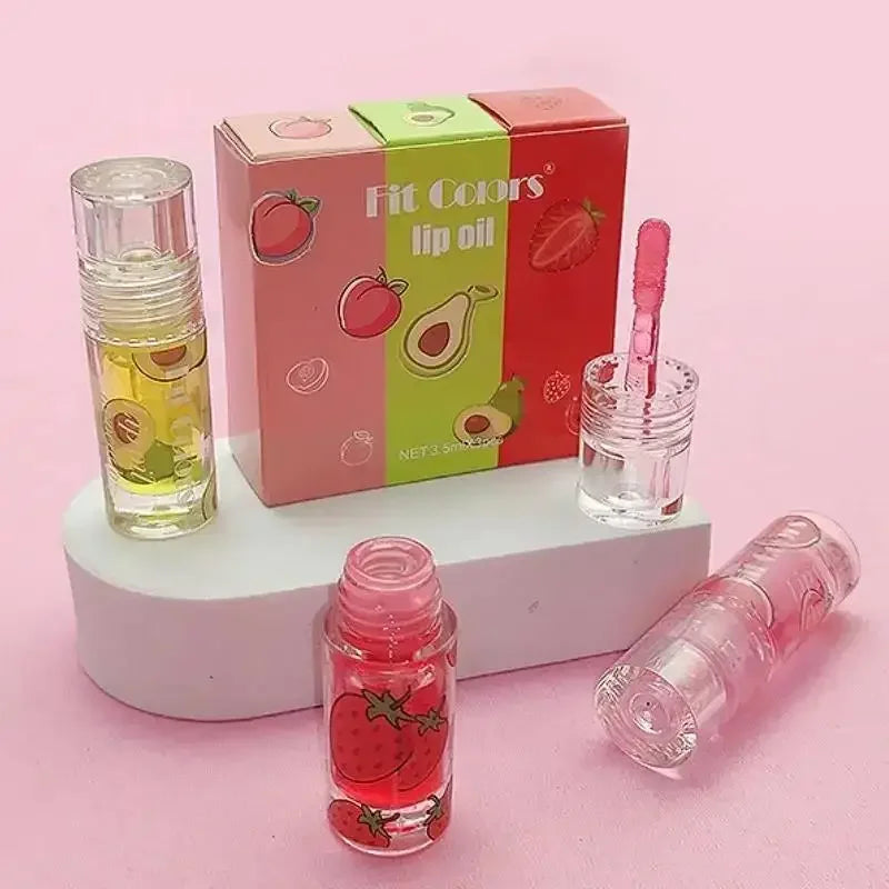 Brillos de Labios – 3 Colores Hidratantes con Aroma a Frutas (Aguacate, Fresa, Durazno)